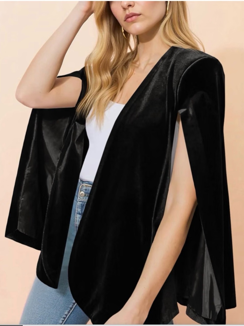 Free People Black Velvet Cape Shrug